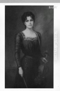 Portr. of Mrs. v. Kaulbach with violin by Friedrich August von Kaulbach