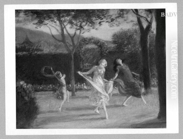 dancing girls in a garden - view 1