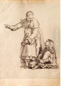Femme Et Enfants by Alexandre-Francois Caminade