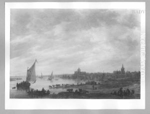 view of a town near the sea by Jan van Goyen