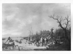 Eislandschaft mit Bauern und Kindern Eislandschaft mit Bauern und Kindern