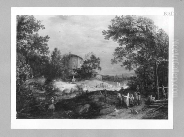 Landscape with a round temple in the back - view 1