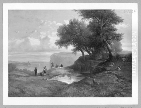 Landschaft am Genfer See mit Staffage - view 1