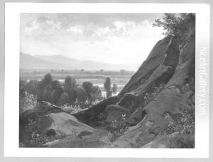 Berglandschaft mit Felspartie im Vordergrund