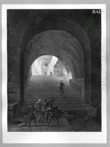 Staircase with 3 Knights swearing