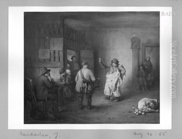 Interior with hand-organist + dancer - view 1