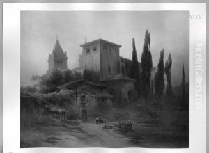 Italian monastery sunset