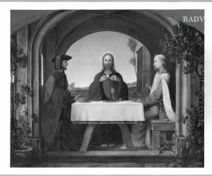 Christus und die Junger von Emmaus beim Abendmahl by Ferdinand Olivier