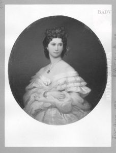 Portrat einer Prinzessin in Weiss mit Nelkenkranz im Haar by Anna Susanna Fries