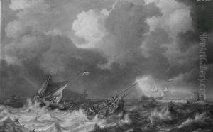 Stormy sea with boats Stormy sea with boats