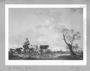 Landschaft mit Hirtenfamilie und Viehherde by Jean-Louis de Marne