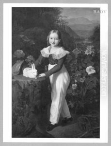Little Count Esterhazy in trousers with a rabbit by Ferdinand Georg Waldmuller