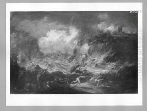 Meereskuste im Sturm mit Staffage (Die Sintflut) by Alessandro Magnasco