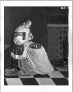 Junge Frau beim Birnenschalen