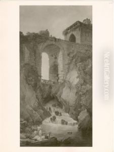 Landschaft mit Brucke und Staffage by Hubert Robert