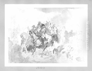 Napoleon zu Pferd, von Generalen und Truppe umgeben by Carl Blechen