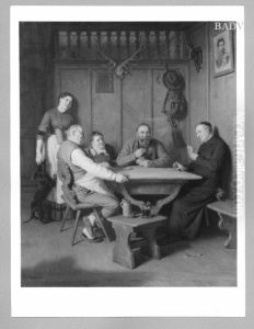 Sun - interior 5 Persons - playing on cords by Eduard Von Grutzner