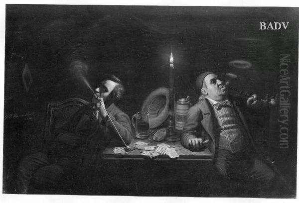two players, smoking - view 1