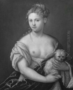 Junge Venezianerin mit Hundchen by Paris Bordone