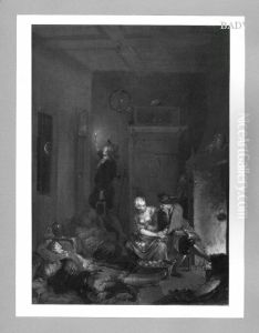 sleepers in a room at the fire by Januarius Zick