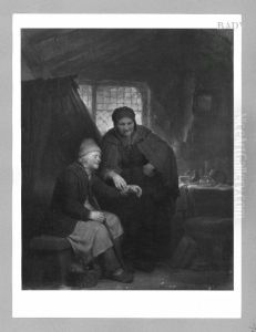 old woman feeling the puls of an old man by Ferdinand de Braekeleer
