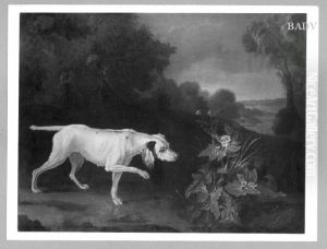 landscape with dog and peasants by Jean-Baptiste Oudry