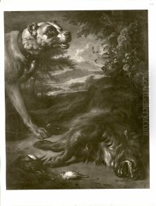 Grosser Hund mit erlegtem Eber und Vogeln by Jan Weenix