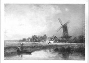 Landschaft mit Windmuhle by Constant Troyon