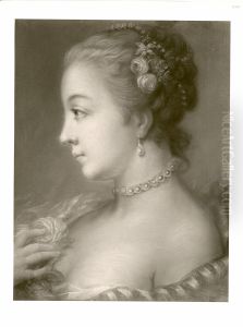 Rokoko-Portrat einer jungen Dame mit Perlenschmuck by Francois Boucher