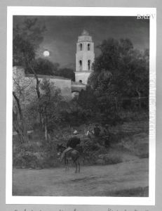 Italienische Landschaft bei Vollmond mit Staffage by Oswald Achenbach