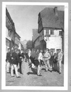 Manover-Appell auf einer Dorfstrasse Manover-Appell auf einer Dorfstrasse