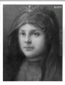 the head of a crowned woman by Gabriel von Max