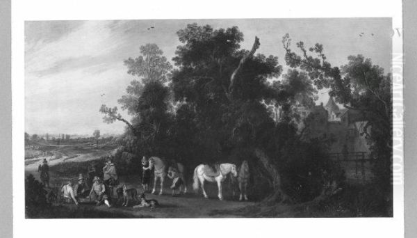 Landschaft mit Landsknechten und Pferden - view 1
