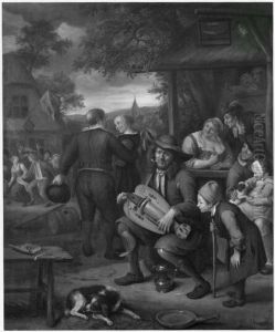 Bauern und Leiermann in einem Dorfwirtshaus by Jan Steen