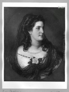 Portrat der Frau von Honigsberg mit schwarzem Spitzenschleier by Friedrich von Amerling
