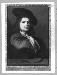 Portrat eines Mannes mit Barett und Palette by Jacob Ochtervelt