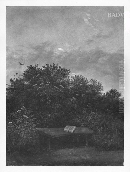 garden-bench and moonlight - view 1