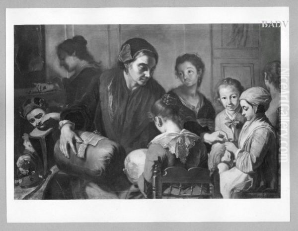 Women lace-working, 8 figures - view 1