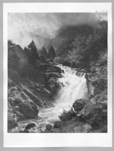 Wasserfall in den bayerischen Alpen und Angler by Johann Gottfried Steffan