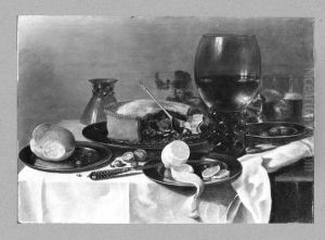 Stillleben mit Romer, Bierglas und Pastete by Pieter Claesz
