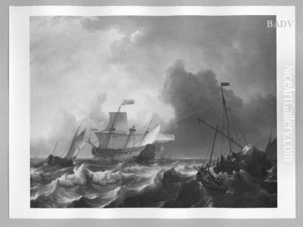 Segelschiff und Fischerboote bei sturmischer See - view 1