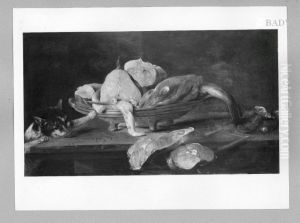 Fischstillleben mit Katze
