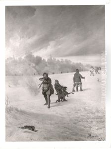 Treibjagd im Winter (Hasenjagd) by Ferdinand von Rayski