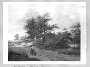 Hollandische Dorfstrasse mit Staffage by Barend Cornelis Koekkoek