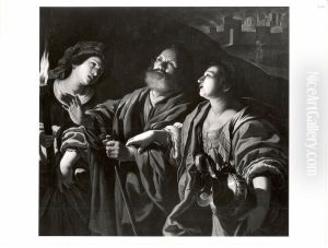 Lot und seine Tochter auf der Flucht