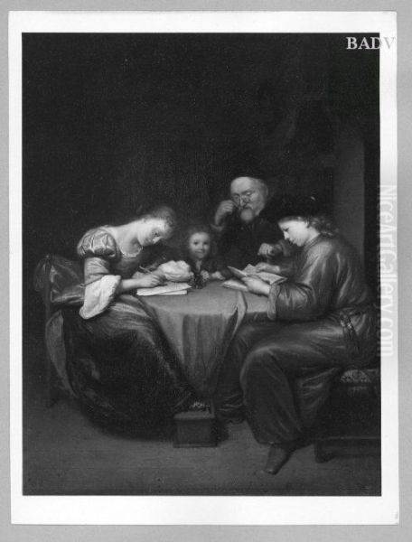 Familienbild, der Kunstler mit Frau und seinen Sohnen Konstantin und Theodor - view 1