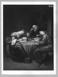 Familienbild, der Kunstler mit Frau und seinen Sohnen Konstantin und Theodor