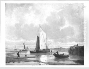 Fishing boats between Sand Banks by Eugene Isabey