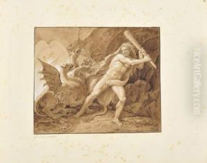 Plume Et Encre Grise Et Noire, Lavis Brun. by Giuseppe Cammarano