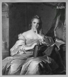 Portrat einer Dame im weissen Seidenkleid mit Buch by Jean-Marc Nattier